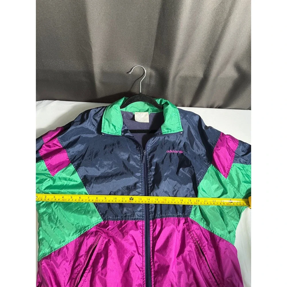 Vintage Adidas Windbreaker Jacket 90s Color Block Trefoil Navy Purple Green M/L